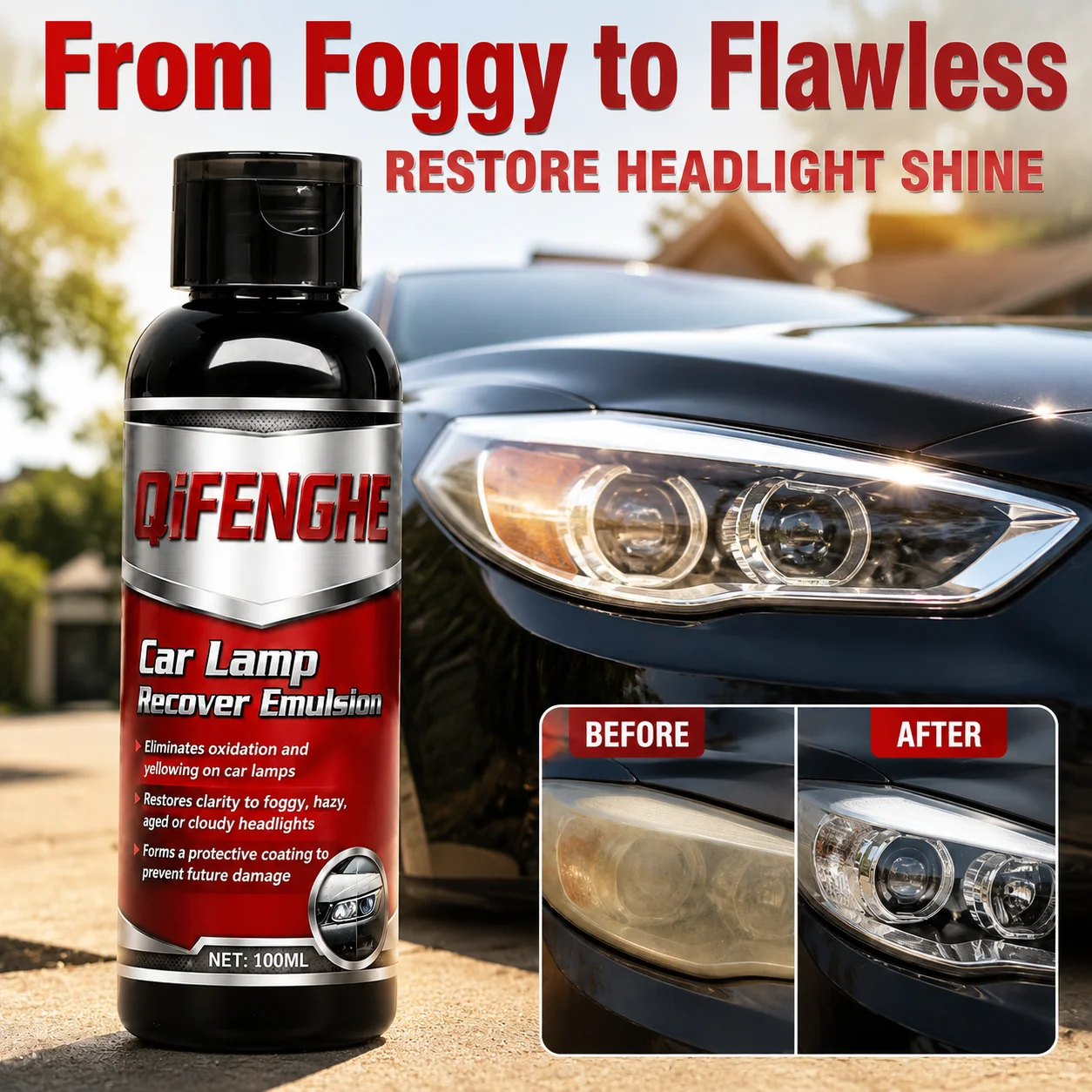 Car Headlight Repair Liquid Eliminate Foggy Discoloration Recover Clear Lenses Anti-UV Protection For Auto Lamp Housing