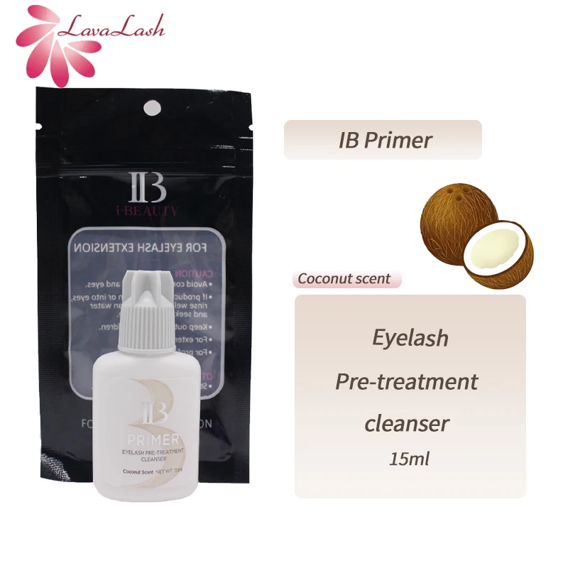 15ml IB Primer for Eyelash Pre-treatment Cleanser Extend Duration Increase Adhesive Bonding Power Coconut Scent Korea Original