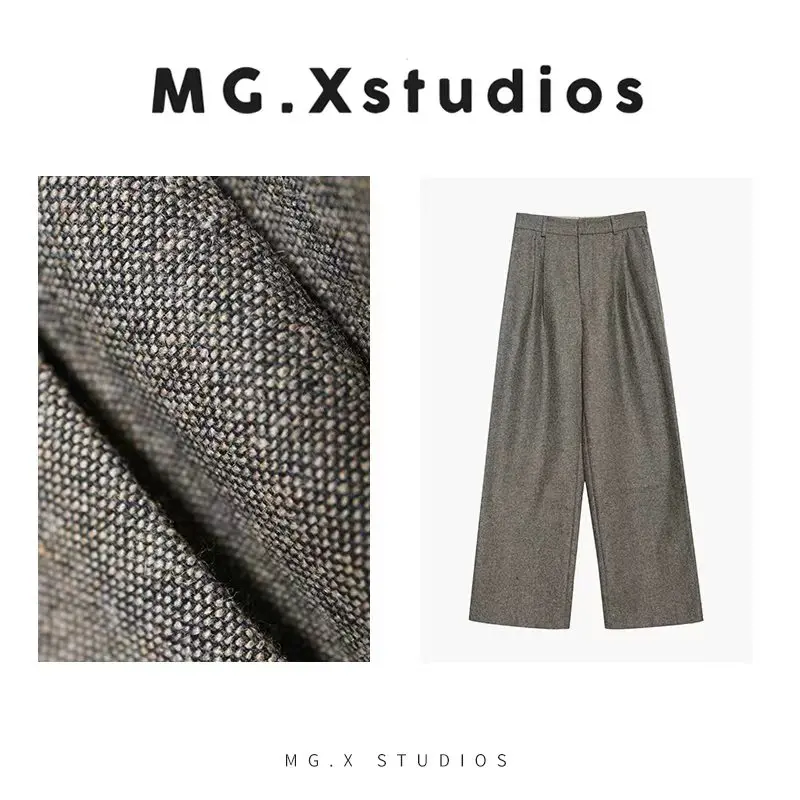

Женские шерстяные брюки с высокой талией и широкими штанинами, свободного кроя, однотонные, осенние 2025, MGX, модные элегантные брюки