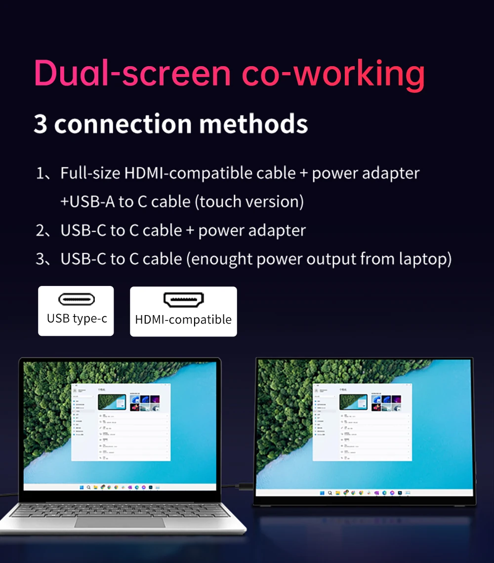 16 Zoll 4K OLED Tragbarer Monitor 16:10 3840*2400p 400Nits USB-C HDMI-kompatibler Externer Gaming-Monitor für PS5 Switch Laptop – Detail 13