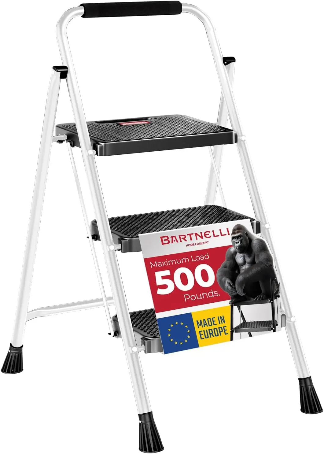 European made 3-step foldable step bench | Rock-solid 500 lb capacity, built with the highest grade of robust steel construction