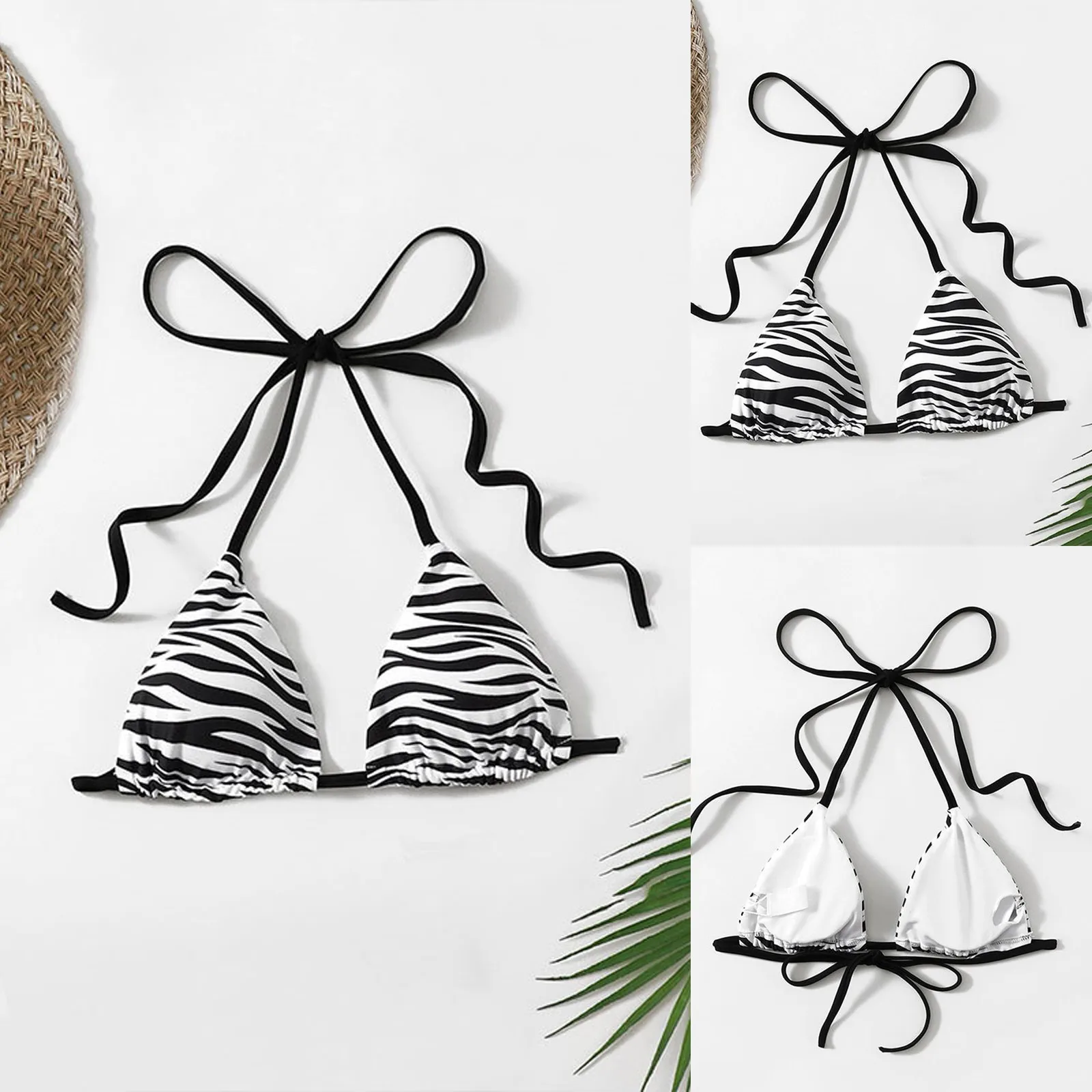 

Women Bikinis Bra Sumemr Beachwear Tops Bandage Push Up Swimwear Brassiere Sexy Wrap Breast Stripe Printed Adjustable Strap Bras