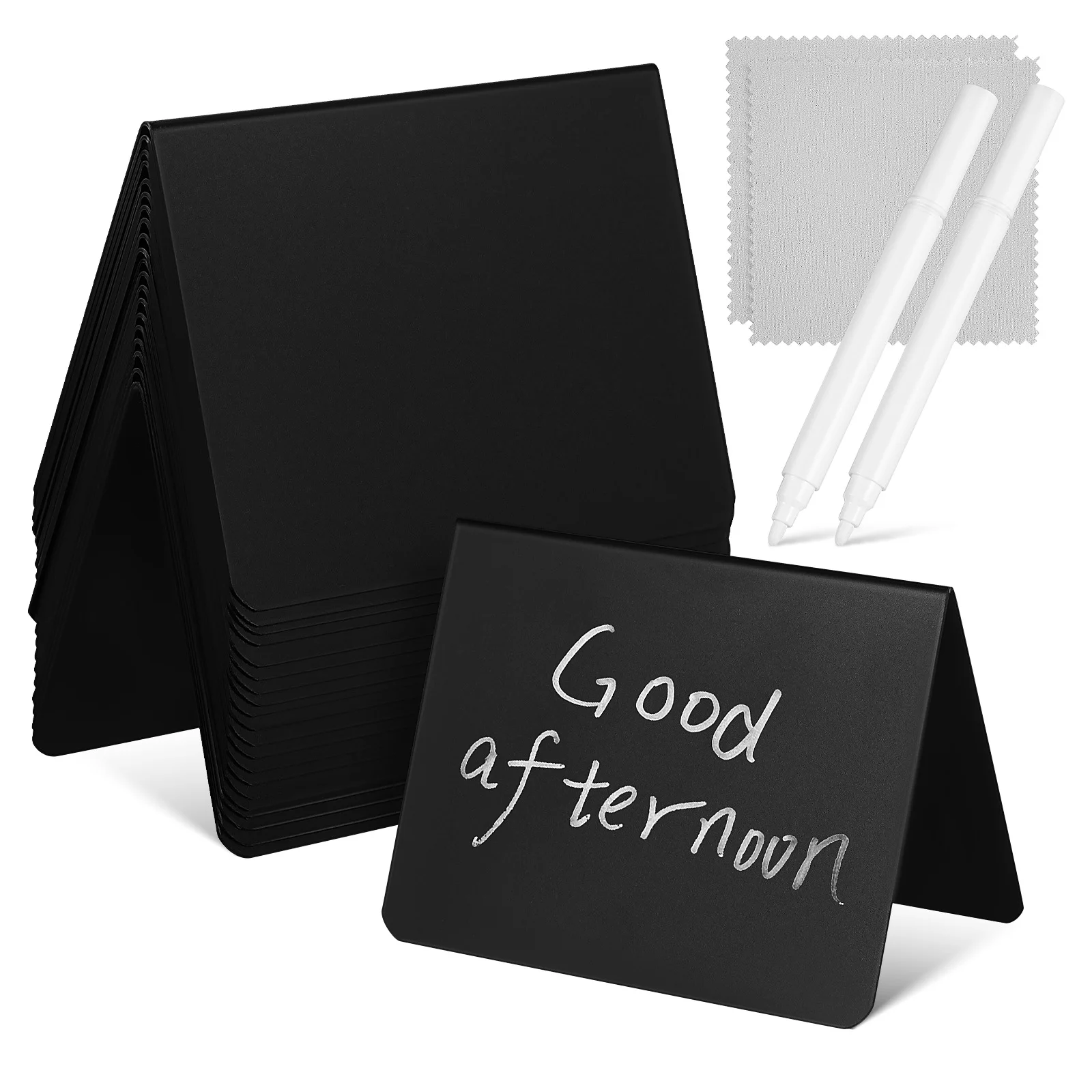 

Blackboard + A-type Pen Cleaning Cloth Mini Tabletop Chalkboard Signs For Message Chalkboards Place Cards Tags Labels