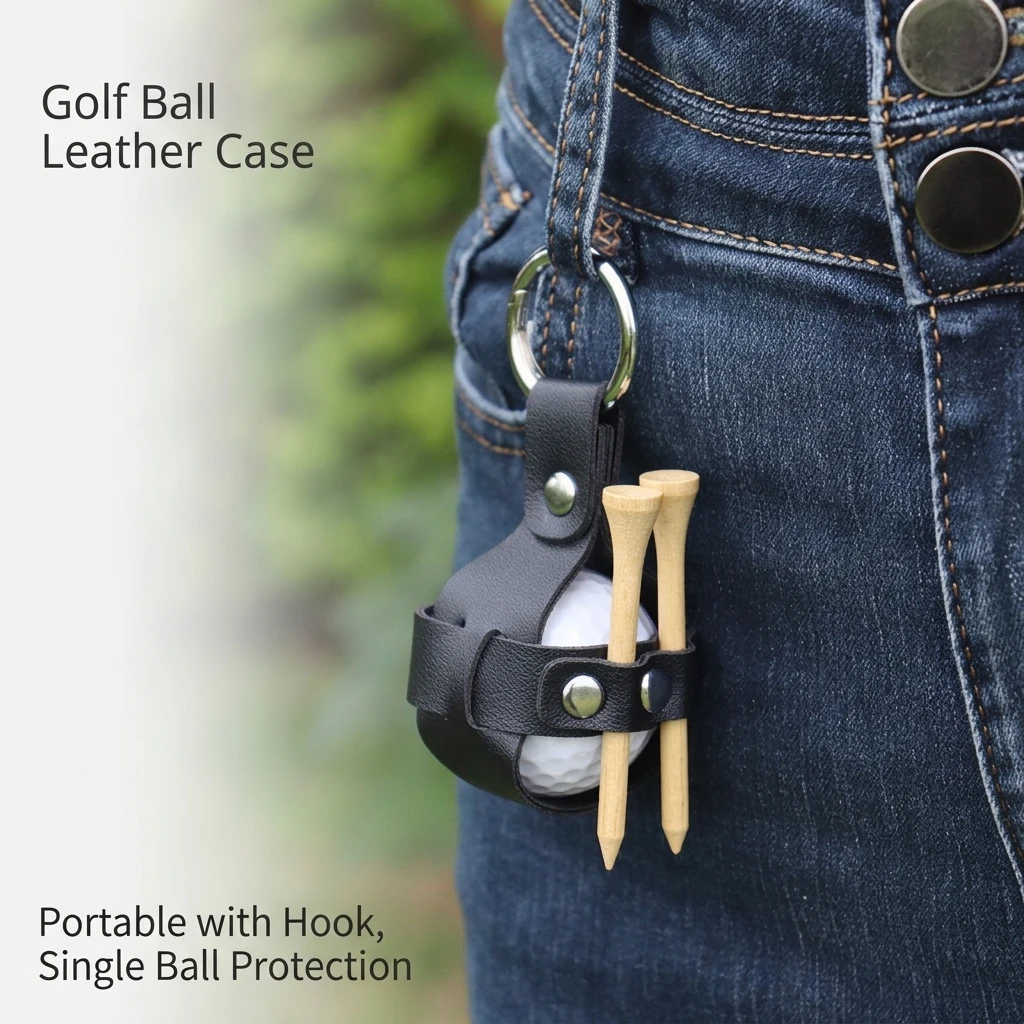 Golf Accessories Golf Ball Holder Single Ball Pouch Clip-on Leather Case for Practice Training Outdoor Sports Gear