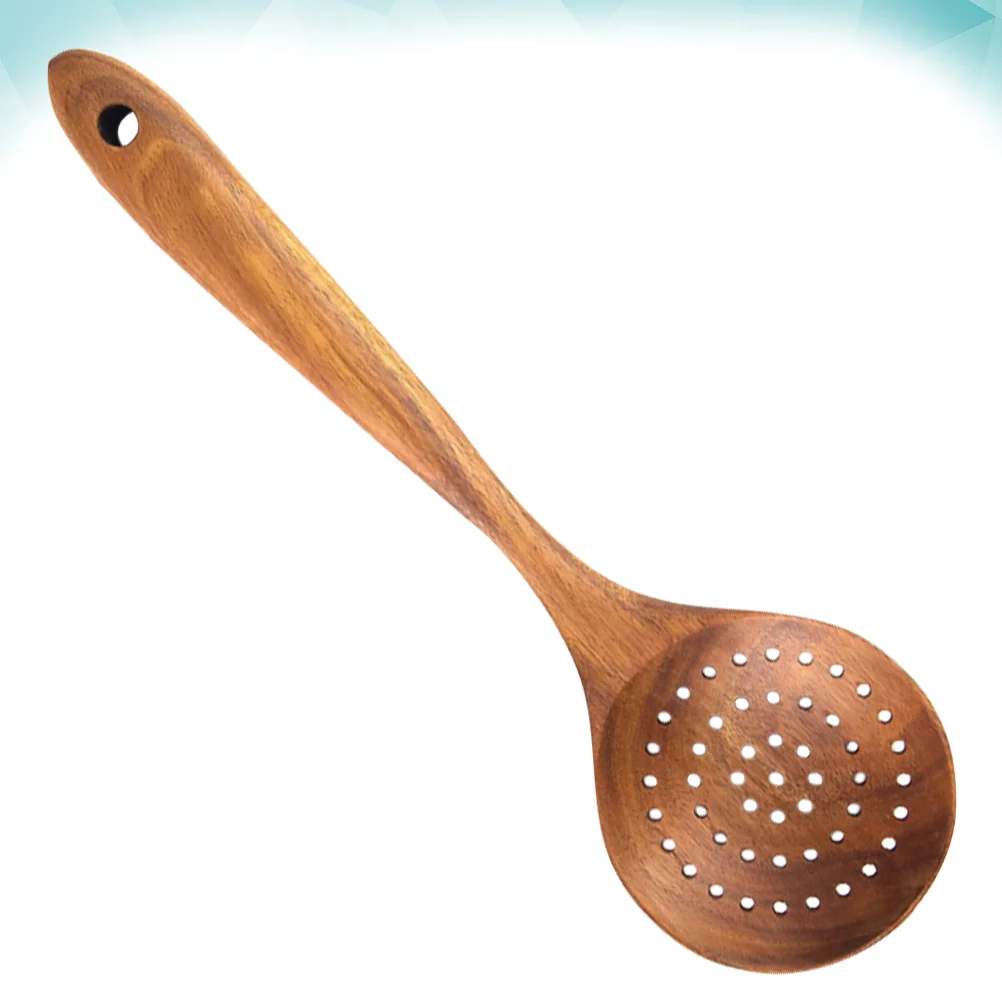 

Handcrafted Teak Wood Spoon Natural Oil Finished Lightweight Strong Grain Pattern Kitchen Spoon for Soup Cooking Non-Stick Pan