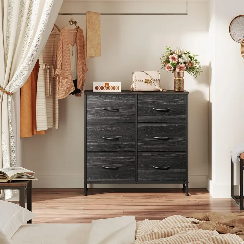 for DZ 6 Drawer Chest of Drawers Bedroom Storage Cabinet Simple Modern Non-woven Foldable Locker for Living Room