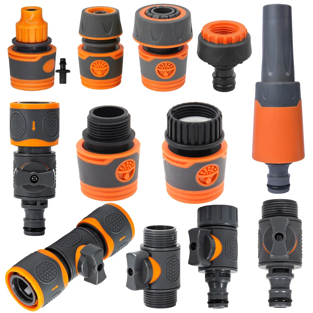 1/4 3/8'' 1/2'' 3/4'' Hose Quick Connecter Plastic Rubber Coupling Adapter Pipe Tubing Irrigation System Coupler Shut Off Valve