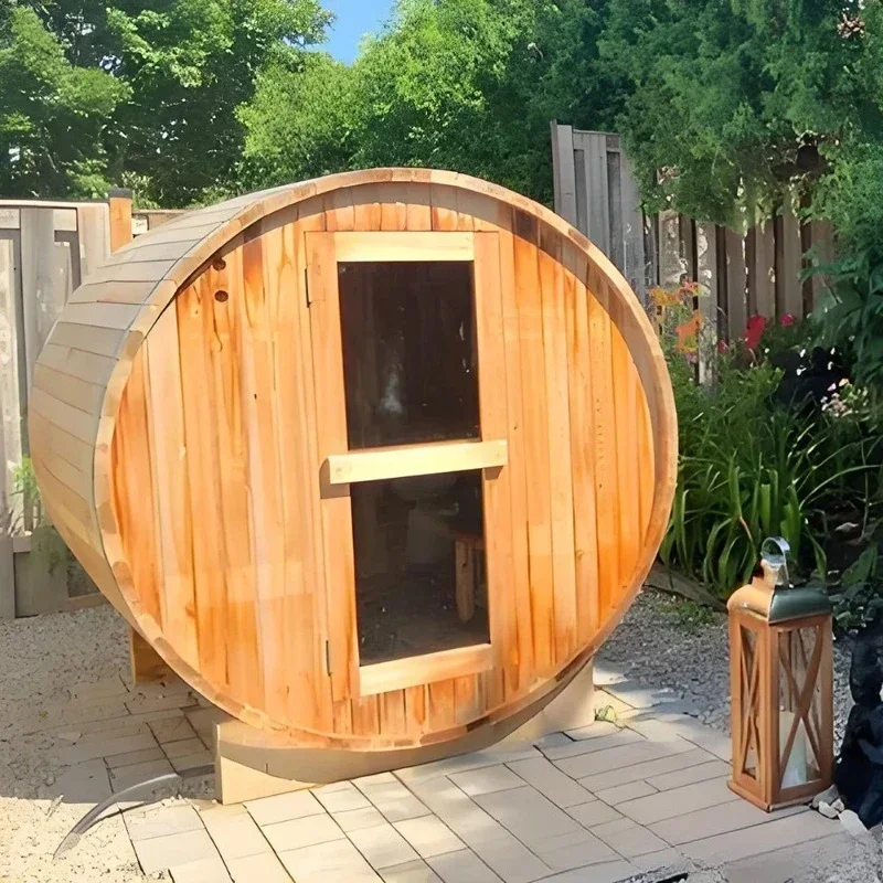 Solid wood barrel 4-6 people steam sauna Solid conservatory
