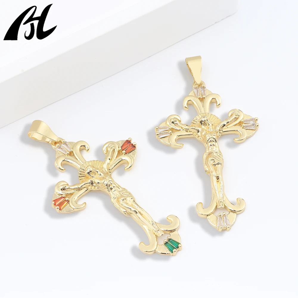 Gold Crucifix Pendant with Detailed Jesus Sculpture, Symbolizing Redemption & Faith, Christian Catholic Gift Necklace