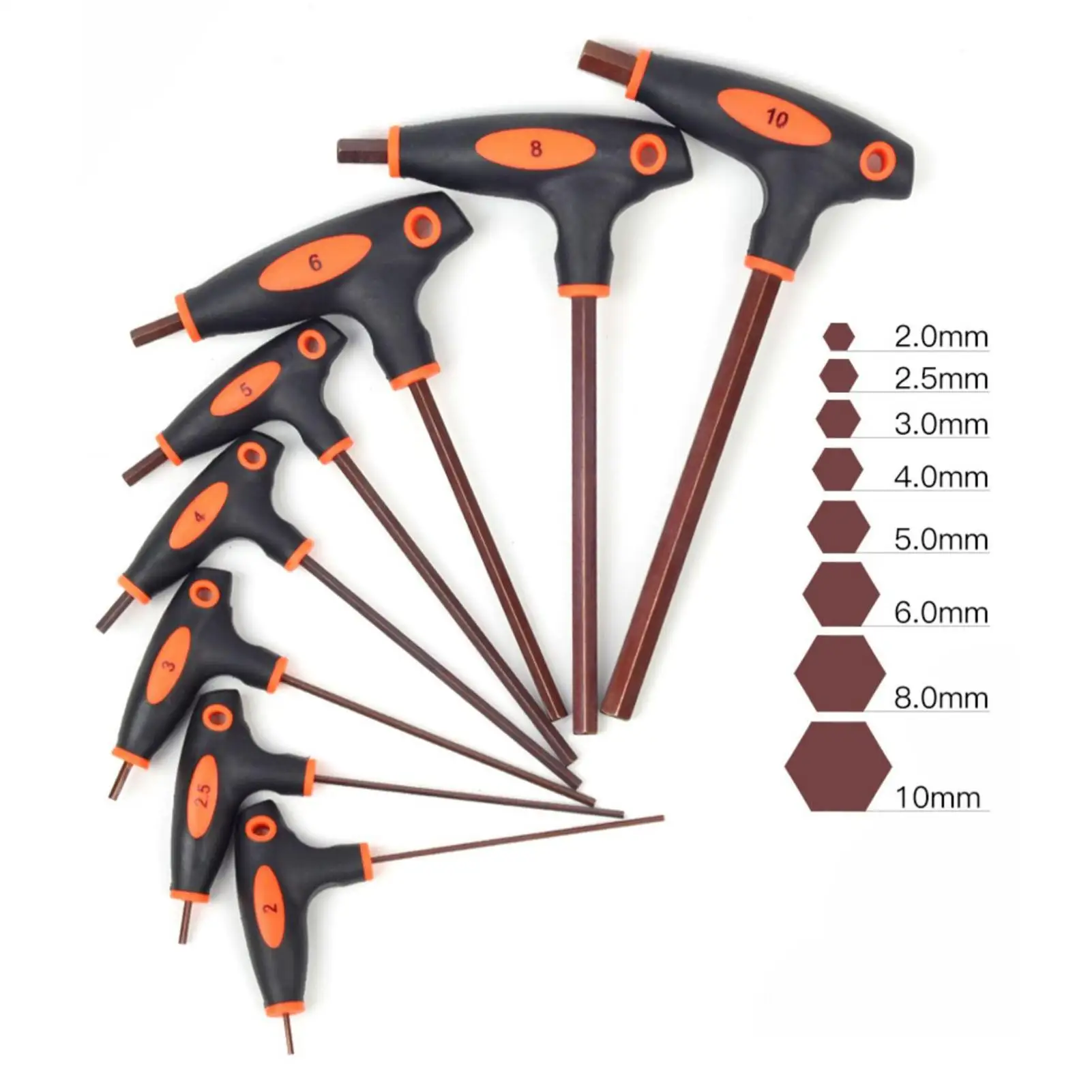 

Набор шестигранных Т-образных ручек, 8 предметов, двусторонний шестигранный ключ с Т-образной ручкой, ремонтный набор шестигранных ключей для уличной домашней мебели, велосипеда