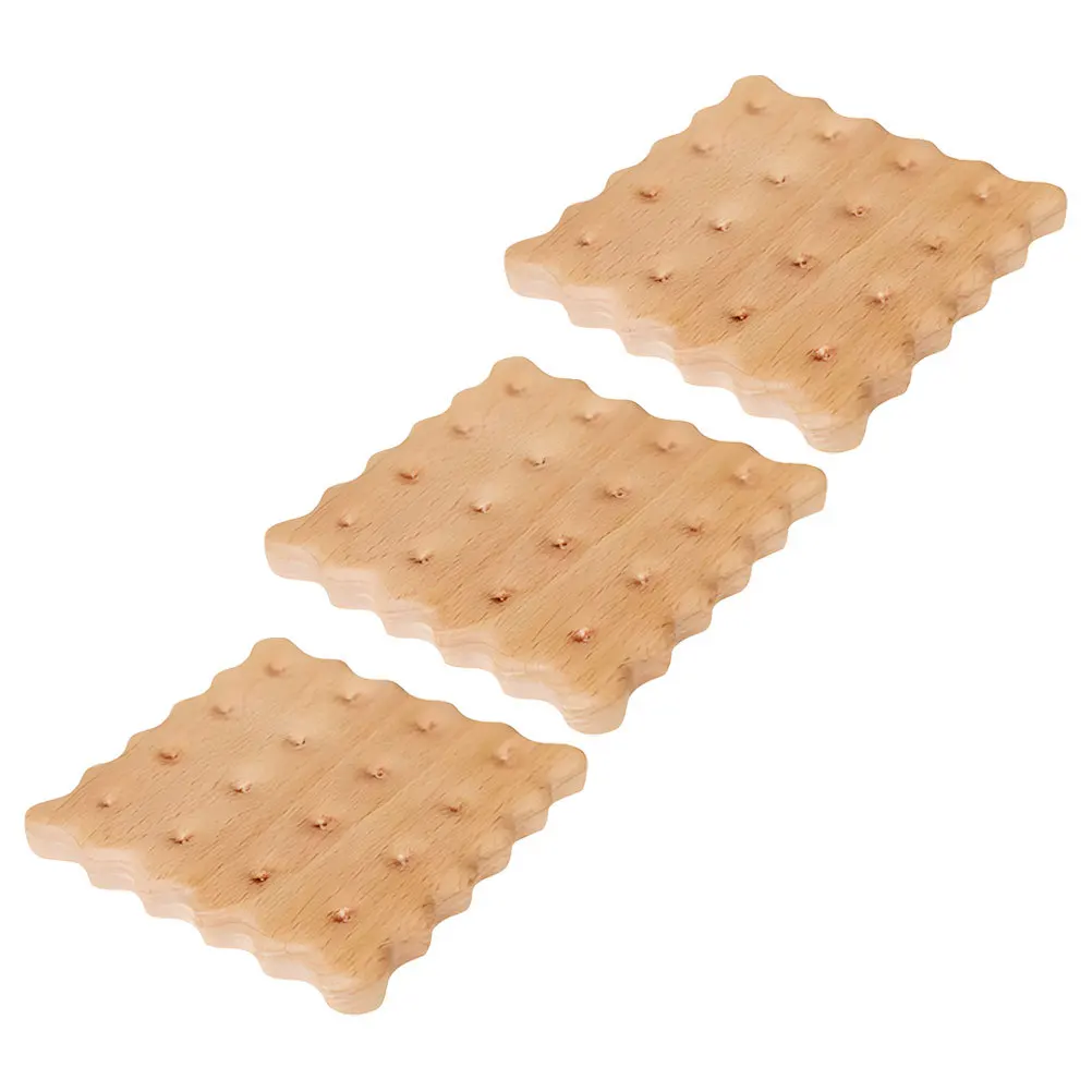 

3pcs Wooden Coaster Cookie Shaped Cup Mat Heat Resistant Table Protector For Home Kitchen Drink Coasters Decor