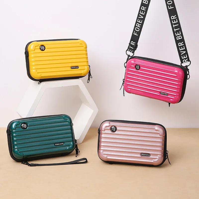 Fashion Women Wallets Clutch Bag PVC Small Shoulder Bag Suit Case Shape Zipper Phone Bag Pouch Ladies Coin Purse Small Handbag