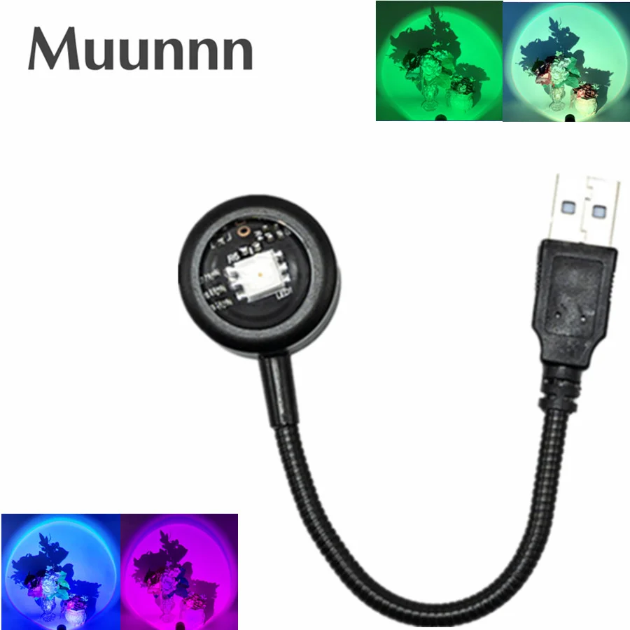 

Muunnn LED Rainbow Neon Night Light USB Sunset Lamp Projector Photography Wall Atmosphere Lighting For Bedroom Decoration