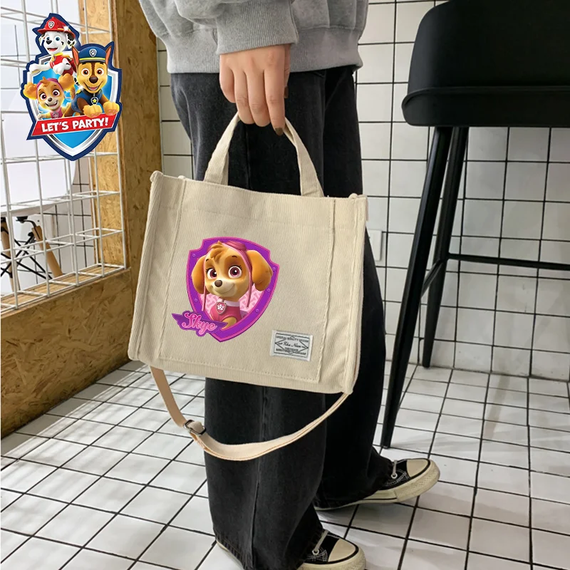 Paw Patrol Women Corduroy Zipper Shoulder Bag Skye FemaleSmall Cotton Canvas Messenger Bag Retro Vintage Crossbody Bags Bag Gift