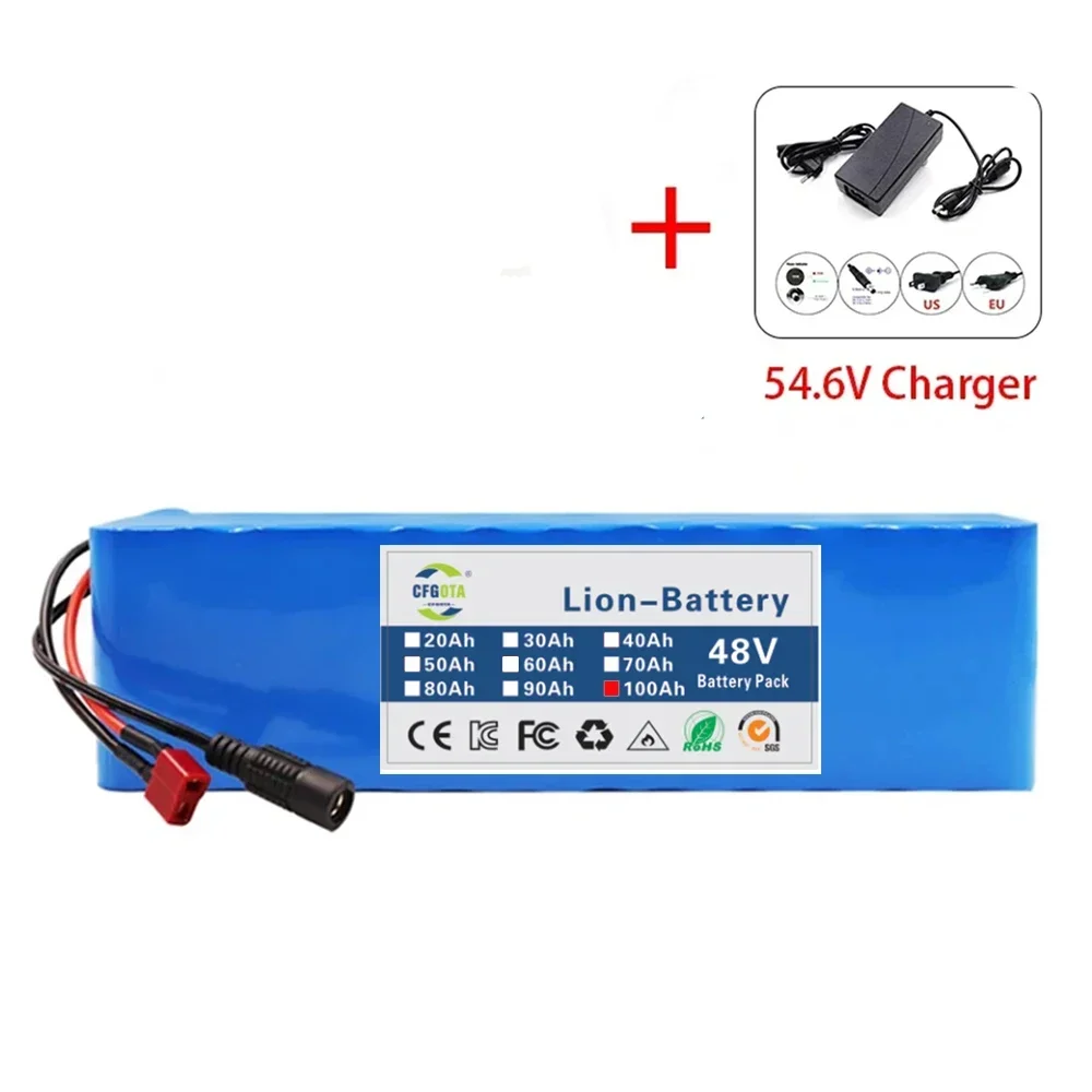 New 48V 100Ah 20000W 13S3P DC/T lithium-ion battery pack 100Ah suitable for 54.6V with BMS