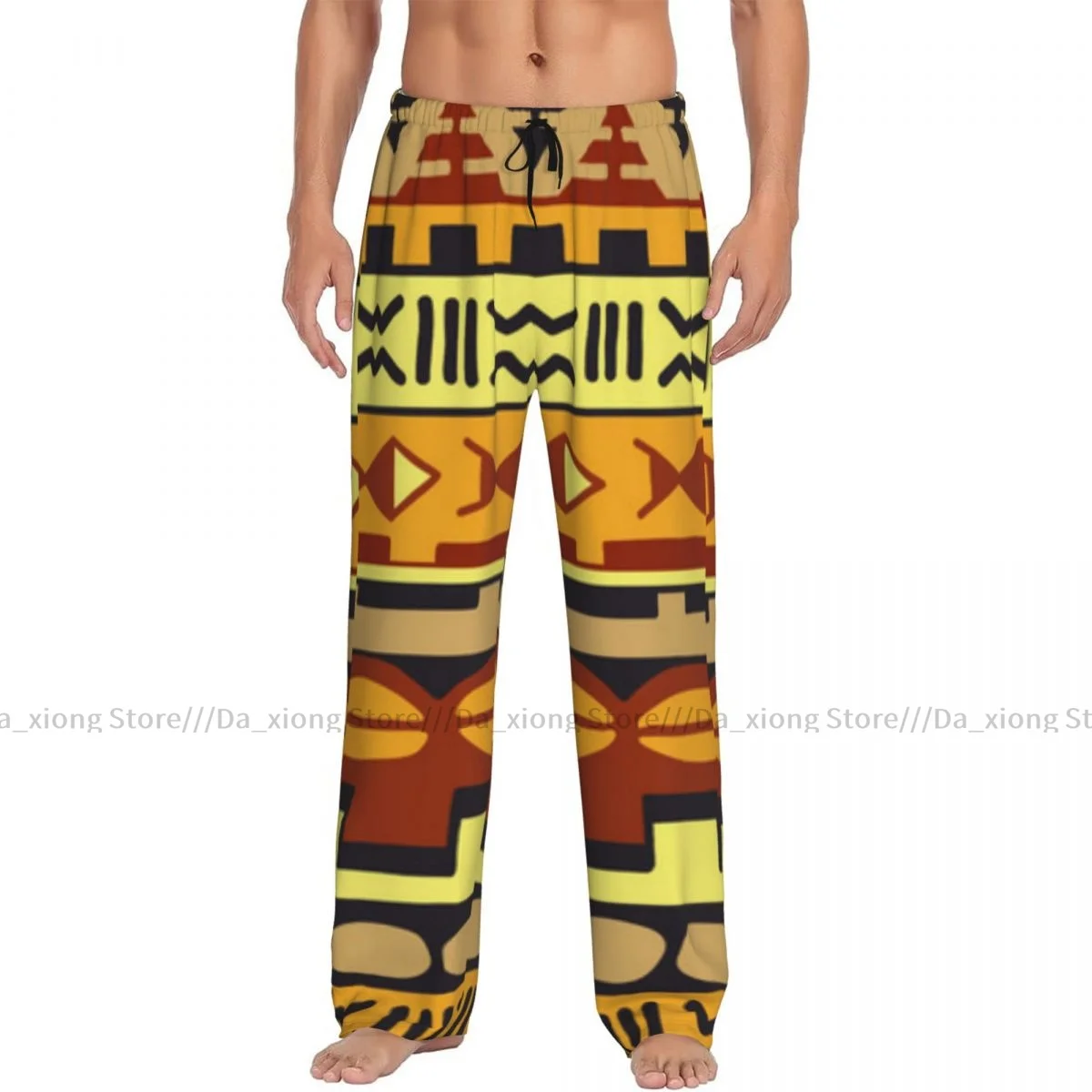 Men's Sleepwear Loose Sleep Pants Pajamas Ethnic African Vintage Pattern Long Lounge Bottoms Casual Homewear