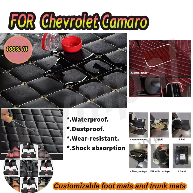 

Роскошный кожаный автомобильный коврик LUXURY для Chevrolet Camaro 2010 2011 2012 2013, автомобильный коврик, полный комплект