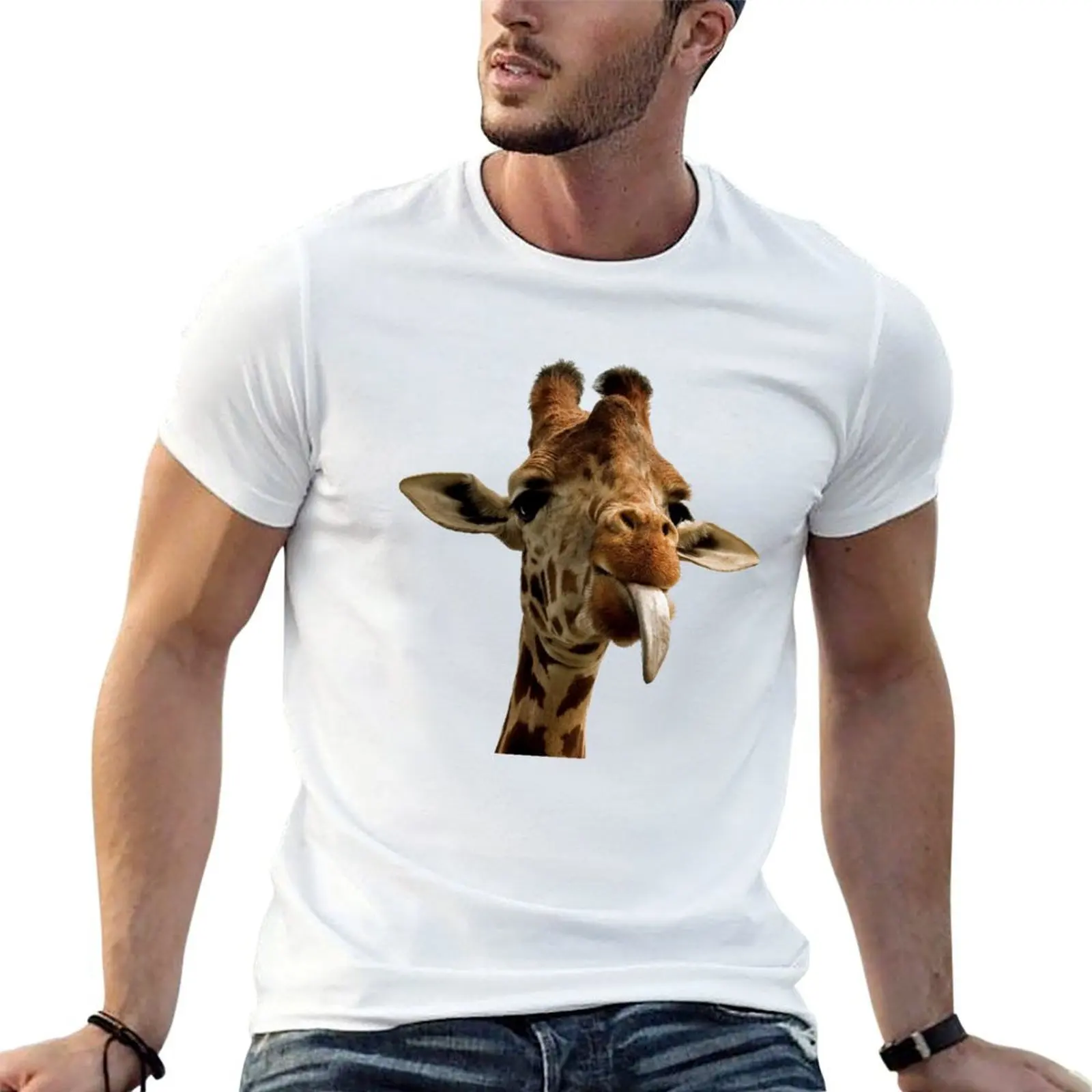 

giraffe, art, animals, tongue T-Shirt man t shirt designer man t shirts for men T-Shirt