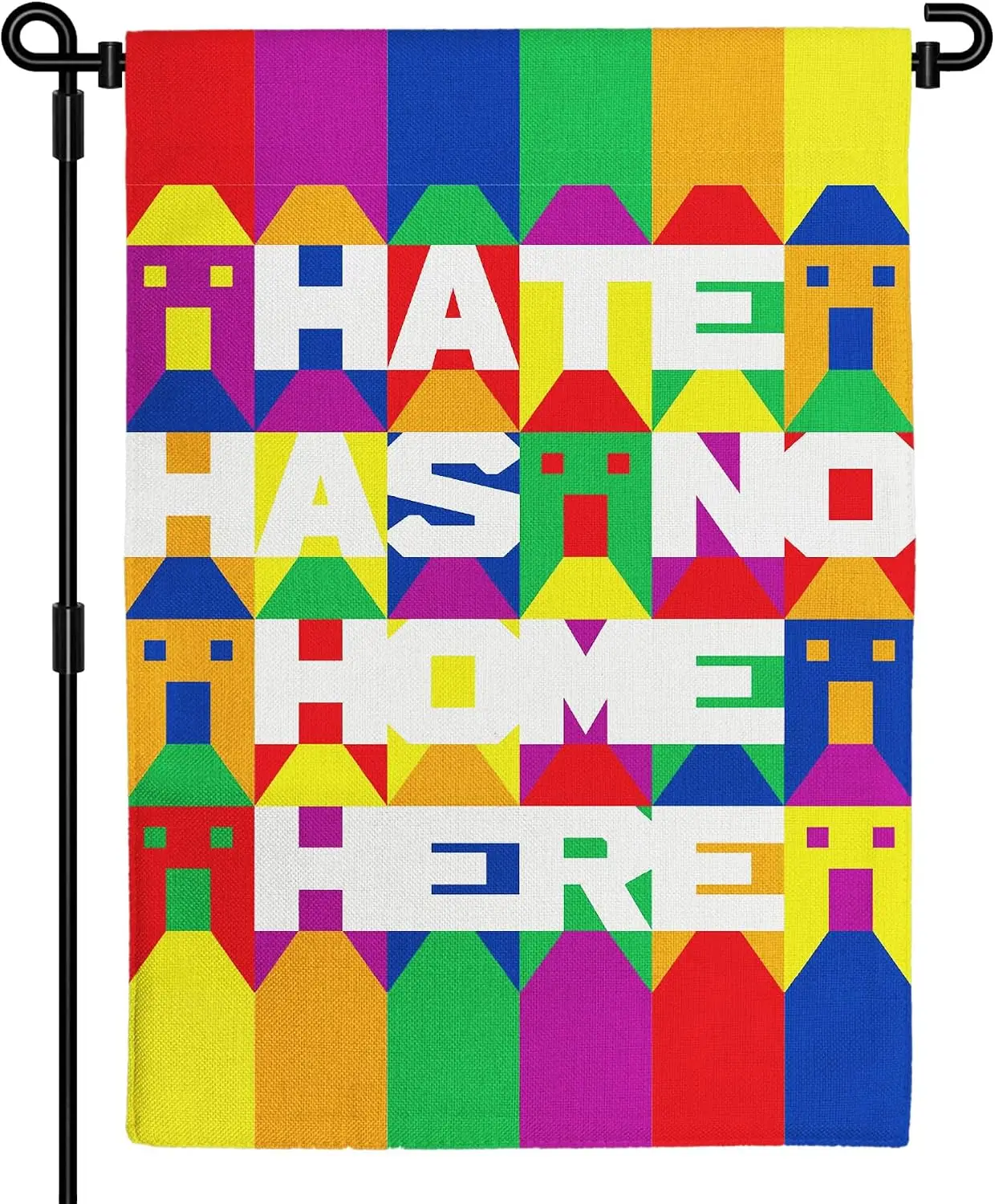 Pride Garden Flag 12x18 Inch Yard Decor Hate Has No Home Here Sign | Double-Sided Garden Flag Promotes Kindness Inclusivity  kkz