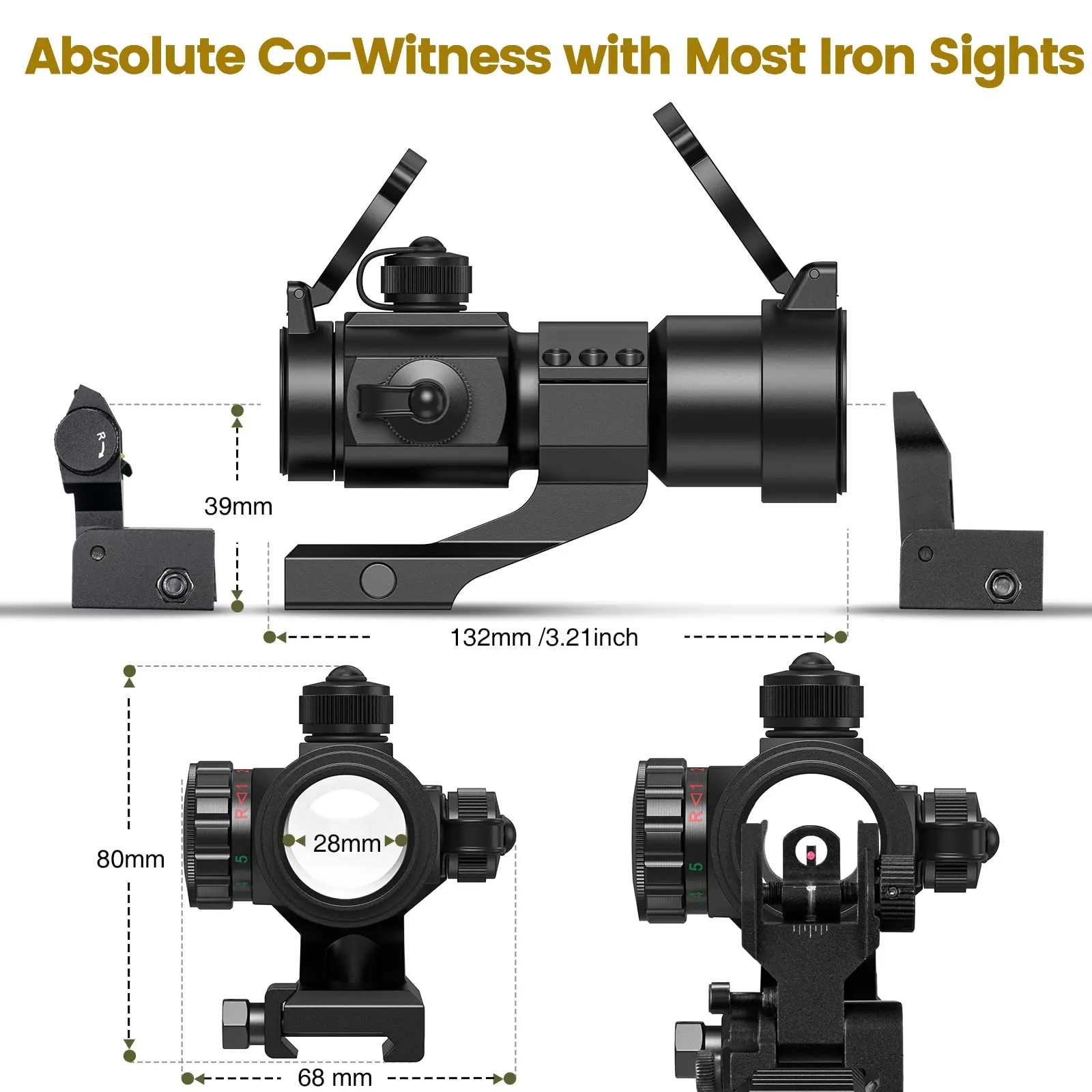 Red Green Dot Sight 1x30mm With Cantilever Mount Tactical Riflescope Optics Scope Collimator for 20mm Picatinny Rail Moun