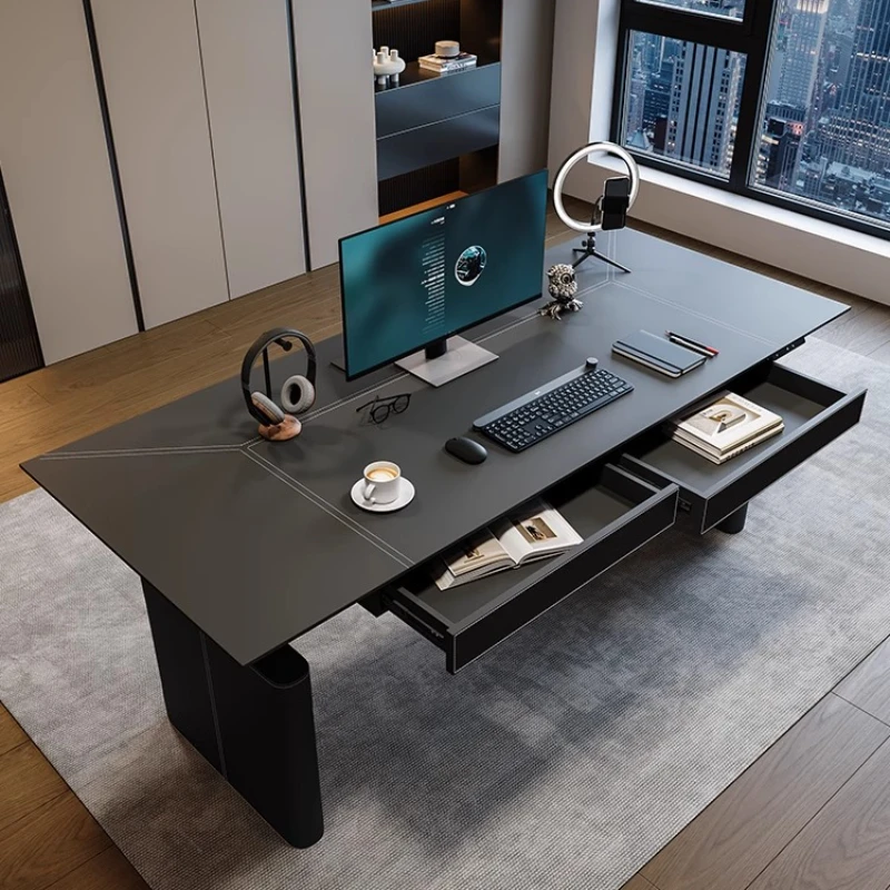 

Intelligent electric lifting table computer table saddle leather desk double desk e-sports study table workbench
