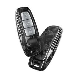 Fibra de carbono Key Fob Capa para Audi, Chave Case, Shell Chave, Acessórios do carro, Protetor, A3, A6-A8, E-Tron, S3, RS6-7, Q8, SQ7-8