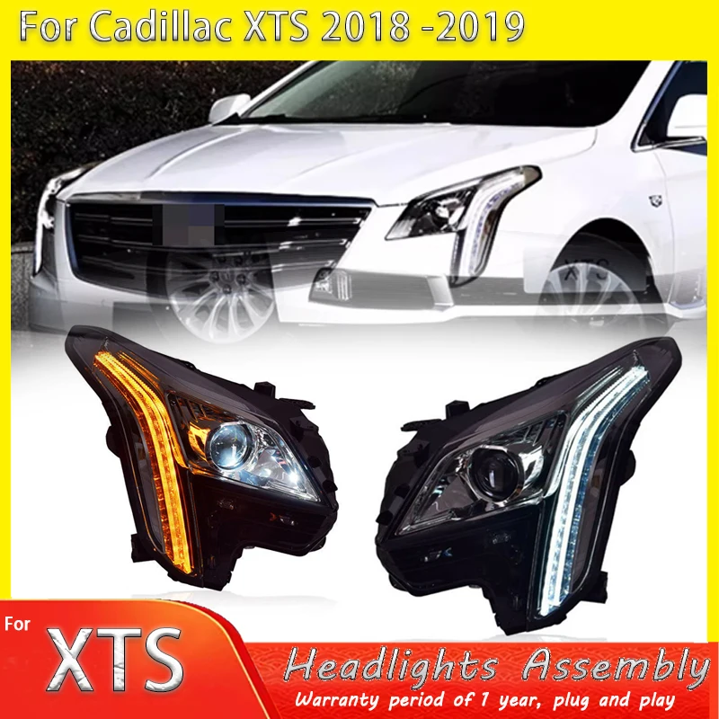 

2 шт. автомобильный светодиодный фонарь для Cadillac XTS 2018-2020, фары, линзы проектора, DRL, указатель поворота, автоматические передние фары в сборе