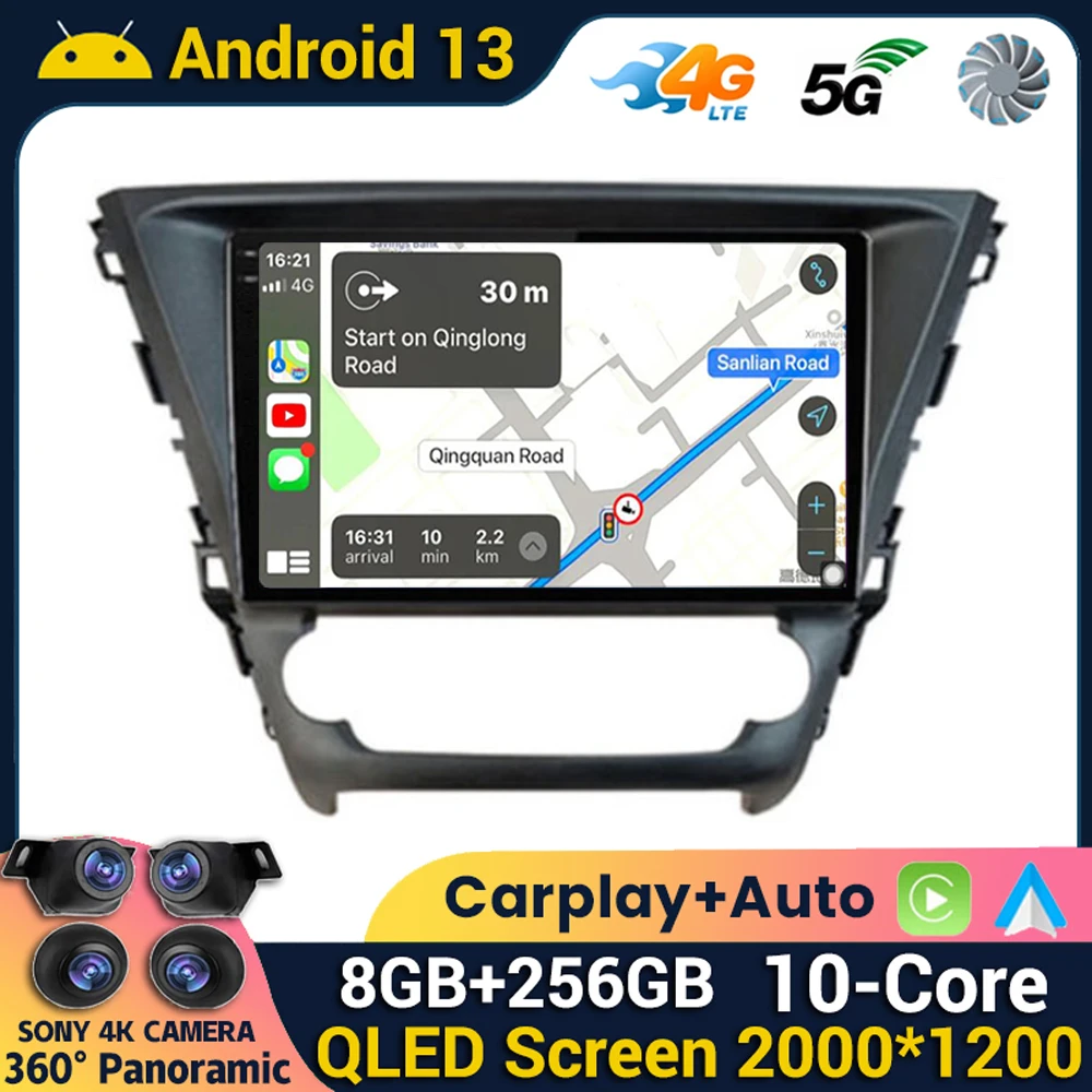 Android 13 Carplay Auto 4G+WIFI For Toyota Avensis 2018 2019 2020 Car Radio Multimedia Navigation GPS Stereo Player 360 Camera