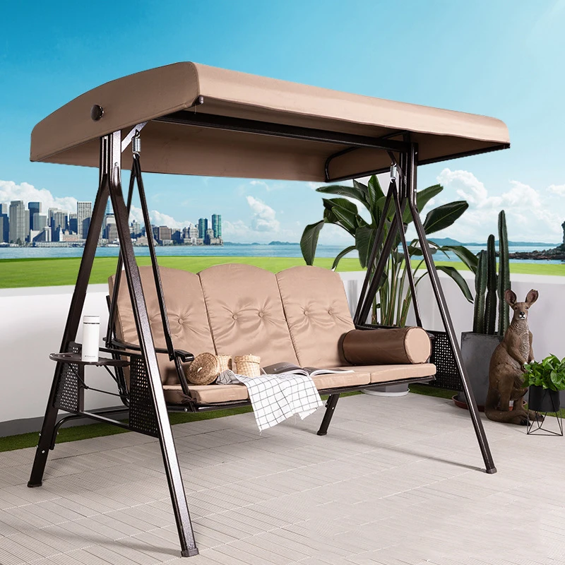 2026 Wholesale Custom Outdoor Patio 3 Seat Hammock Hanging Chair Balcony Iron Rocking Bench Swing Chairpromote sales