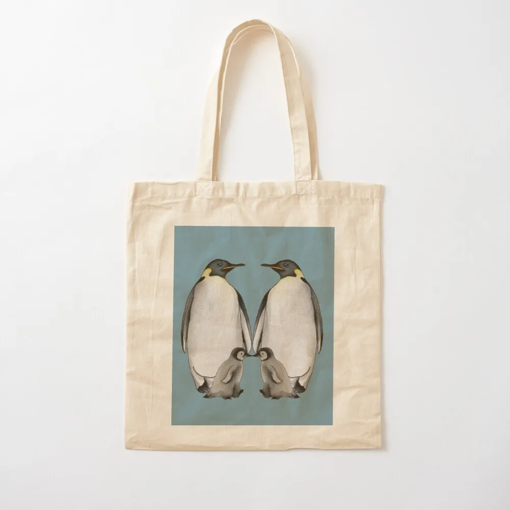 Watercolour penguin family Tote Bag Shopping bags reusable grocery bags canvas tote bags