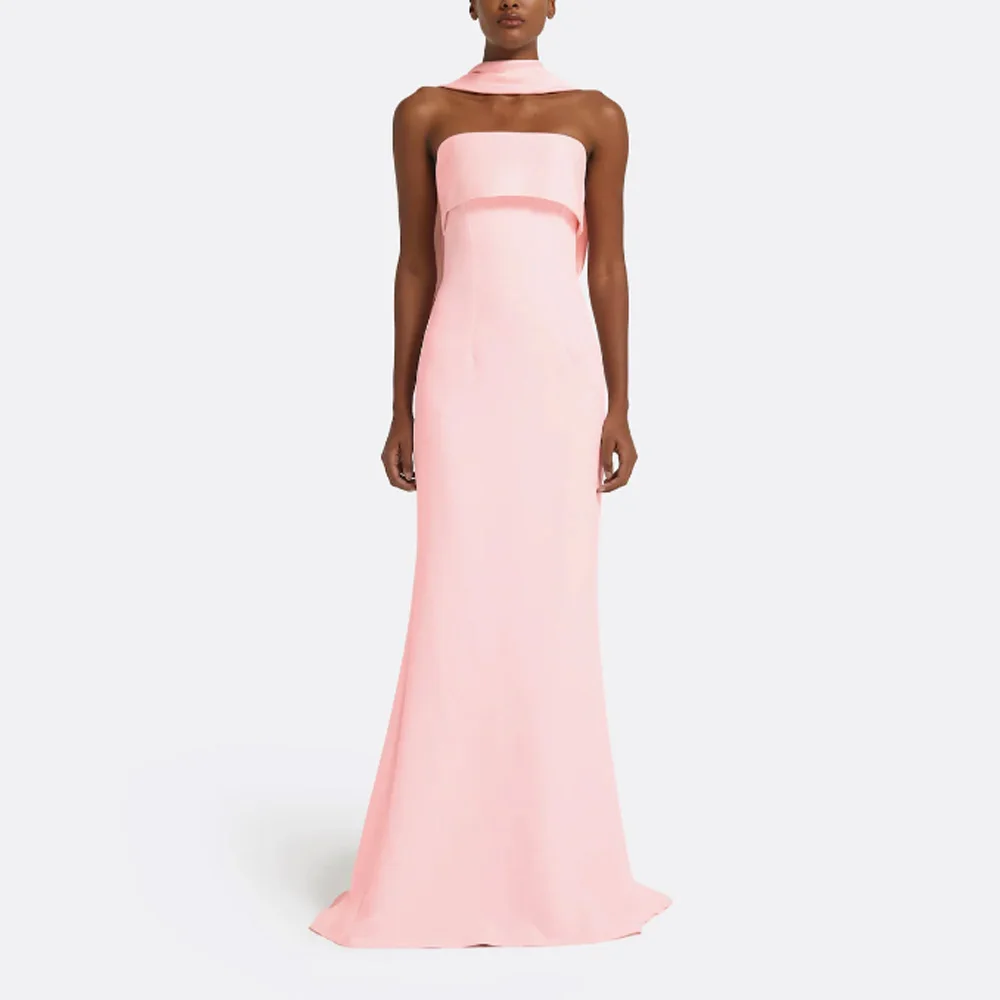

Barely Pink Long Dress Crepe Simple Dress Evening Dresses Customized Floor Length Party Prom Gowns Formal vestidos de fiesta