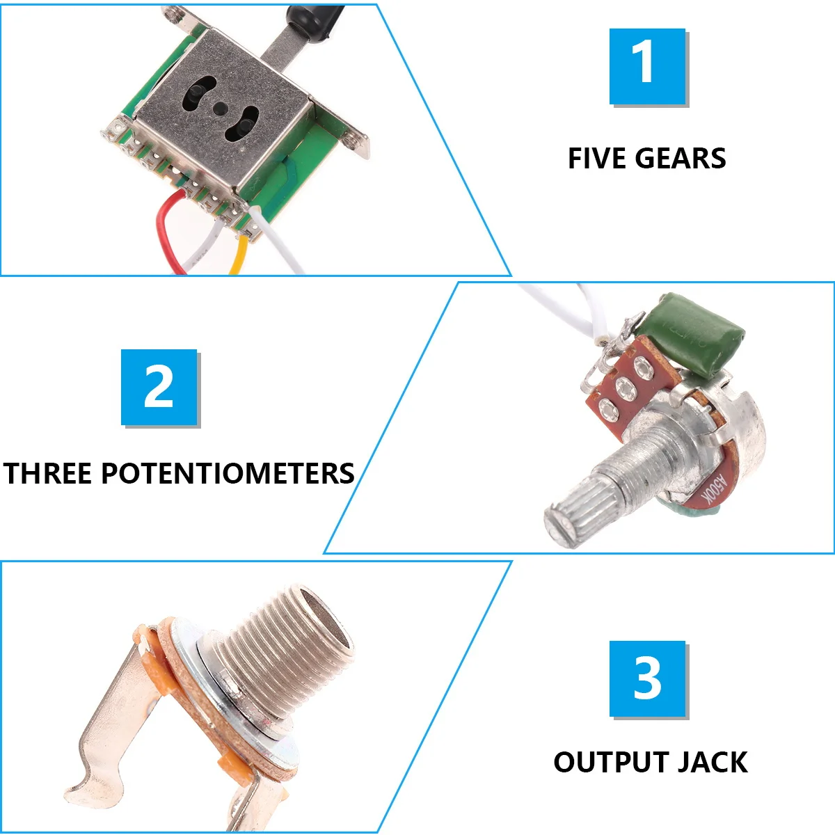

Premium Guitar Circuit Wiring 5-Speed Switch Socket Electric Guitar Supplies Black Easy to Install Durable Accessory