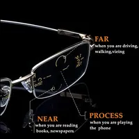 Metal Titanium Progressive Multifocal Reading Glasses Men Women Anti Blue Light Presbyopic Glasses Half Frame High Quality