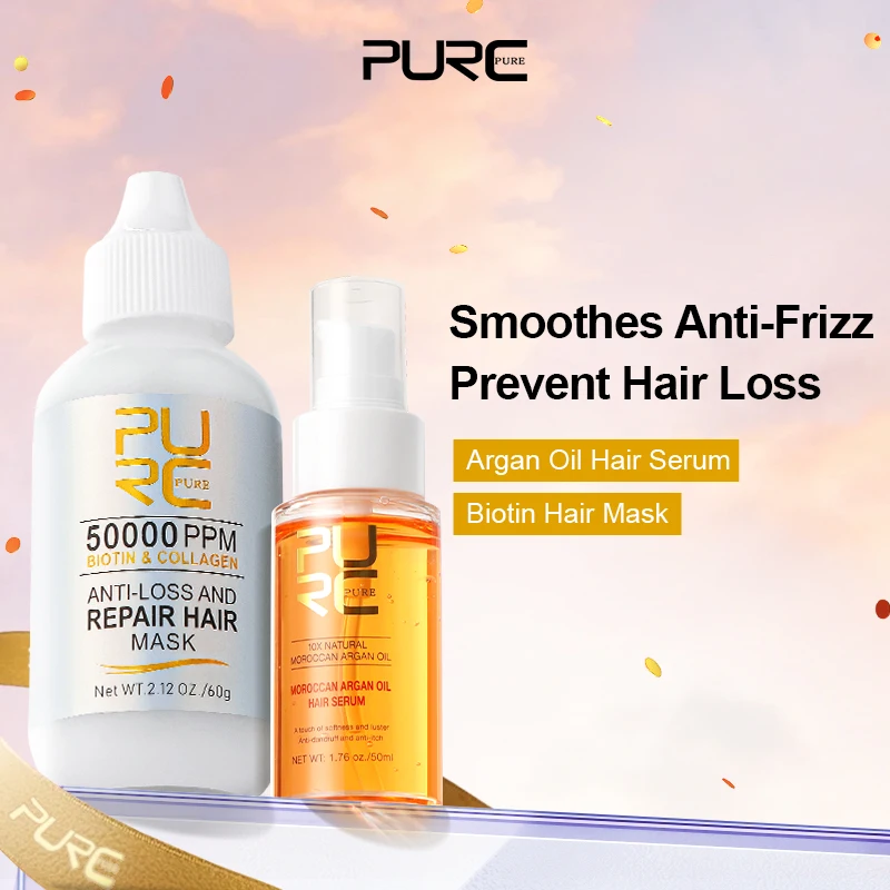 

PURC Morocco Argan Oil & Biotin Collagen Hair Mask Sets Smoothing Nourishing Hair Loss Treatment Hair Care