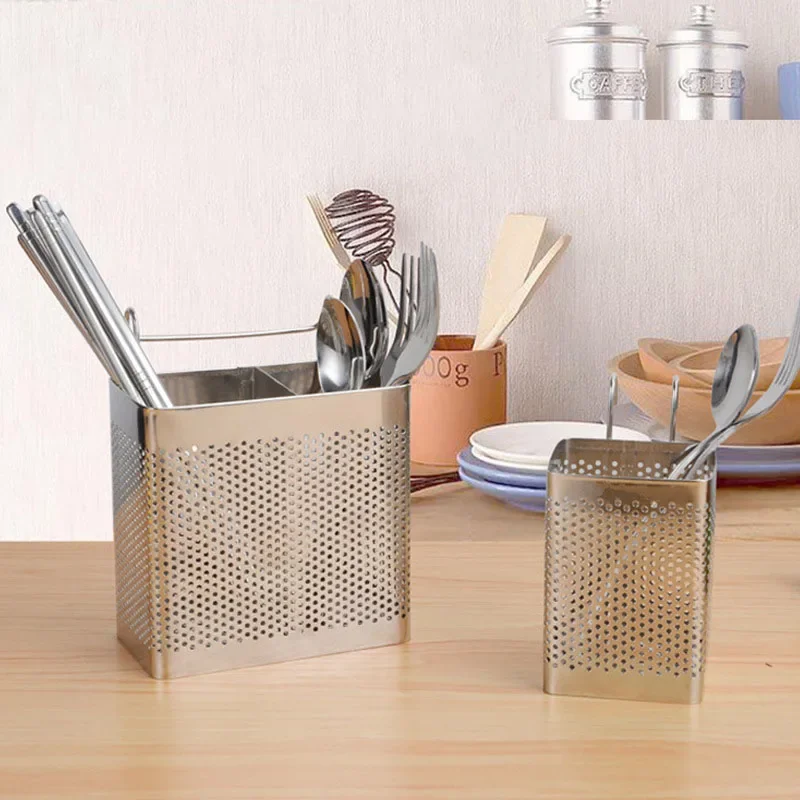 Stainless Steel Chopsticks Rack Fork Spoon Tableware Holder Organizer Cutlery Dryer Drainer Shelf with Hooks Kitchen Accessories