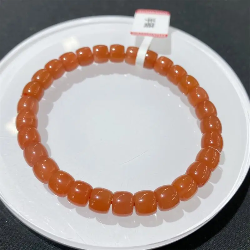 

6/7MM Natural Red Agate Faceted Bead Bracelet Crystal Yoga Reiki Healing Fengshui Stretch Female Holiday Gift 1pcs