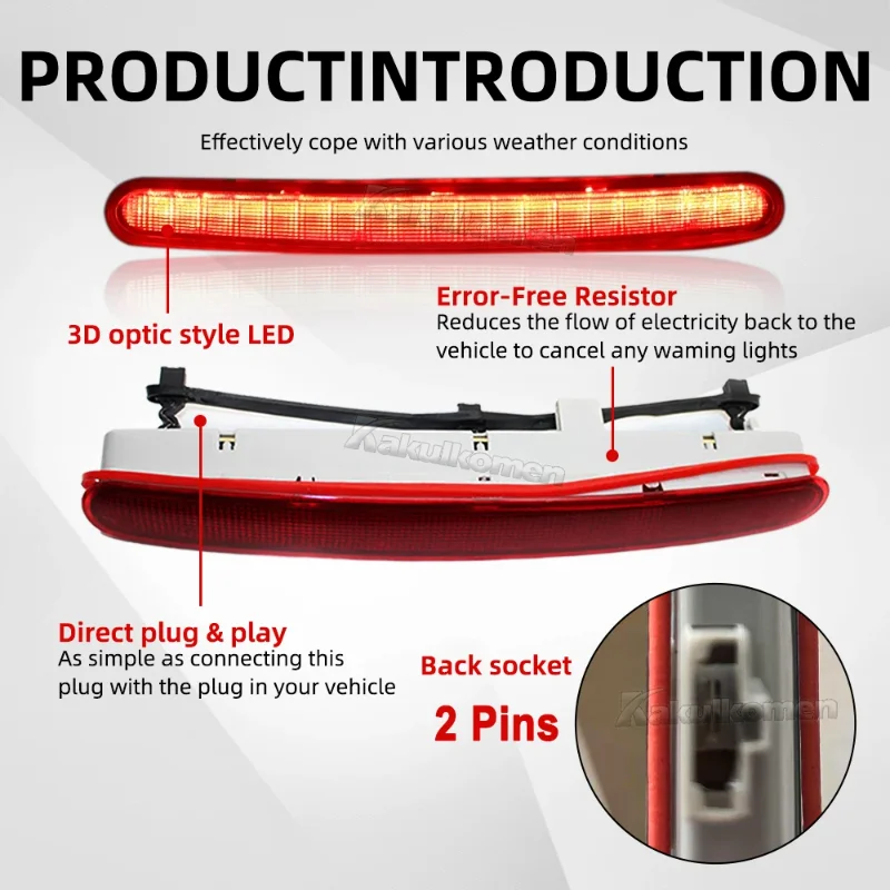 Hot Sales 1C0945097E For VW Beetle 1998-2010 With Red LED Light Car 12V LED Third 3rd Brake Tail Light Rear High Mount Stop Lamp