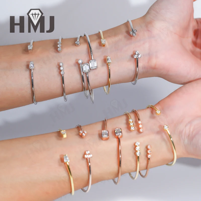 مويسانيتي الإسورة المفتوحة 925 الفضة الاسترليني هدية الذكرى سحر حزب بالجملة منفذ المصنع تمرير جهاز اختبار الماس للارتداء اليومي #2