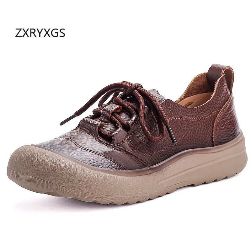 ZXRYXGS Promotional Top Cowhide Casual Sneakers Flat Soft Sole Comfortable Temperament Trendy Shoes Women's Travel Shoes 2025