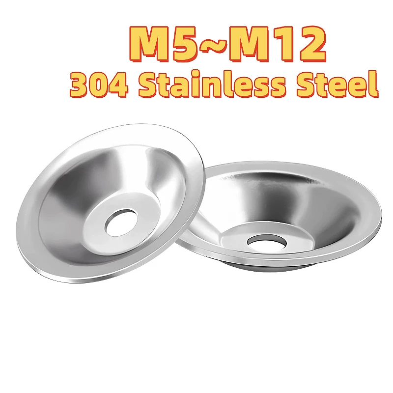 304 Stainless Steel M5 M6 M8 M10 M12 Concave Convex Bowl Washer Straw Hat Gasket Fish Eye Washers Horn Shaped Foot Cups