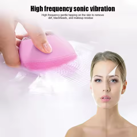 Deep Sonic Vibration Silicon Facial Cleanser Remove Dirt Blackheads Makeup Residue Rechargeable Electric Beauty Puff Brush