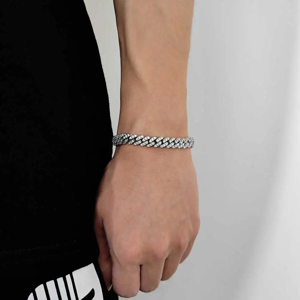 Hip Hop Cost-Effectiveness Iced Out Jewelry in Stock 8MM Wide Inset Two Rows 5A Zircon Cuban Chain Unisex Fashion Gift