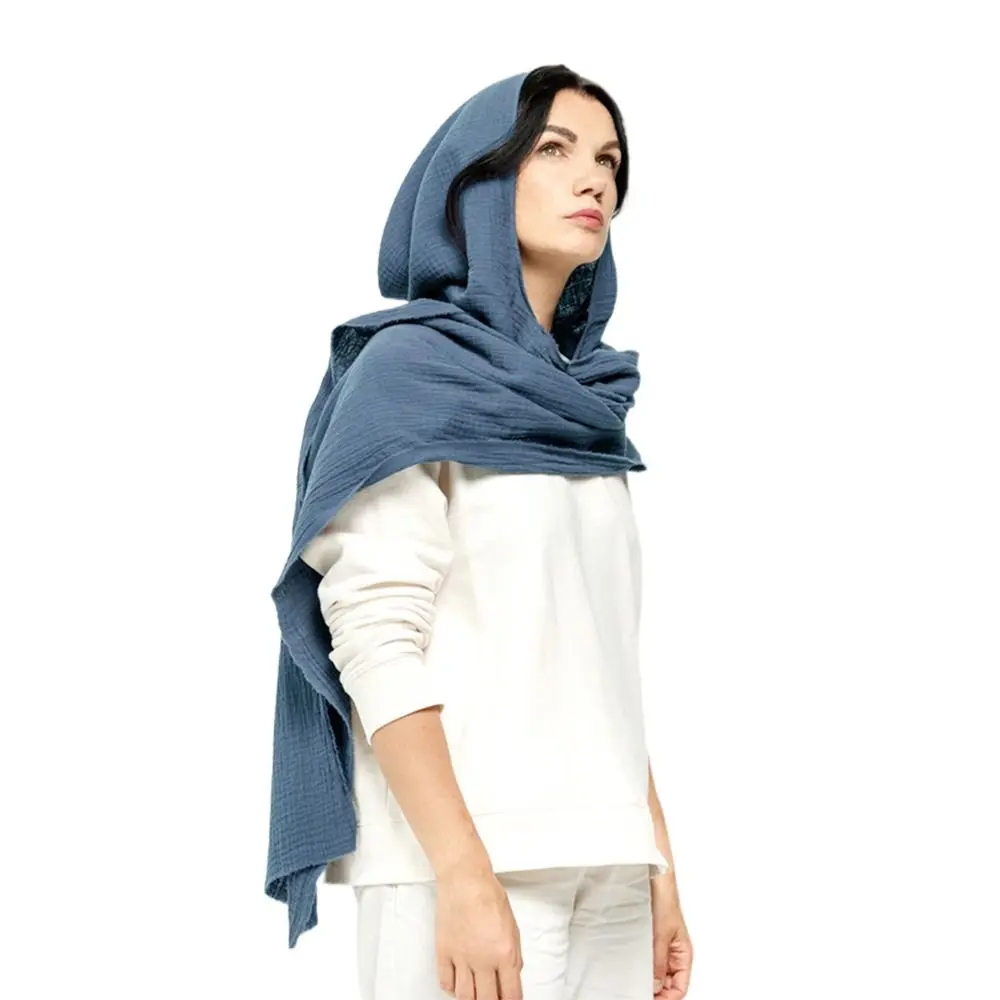 Cachecol xale cachecol capa moda multifuncional uso multifuncional com capuz cor sólida macio linho algodão capuz