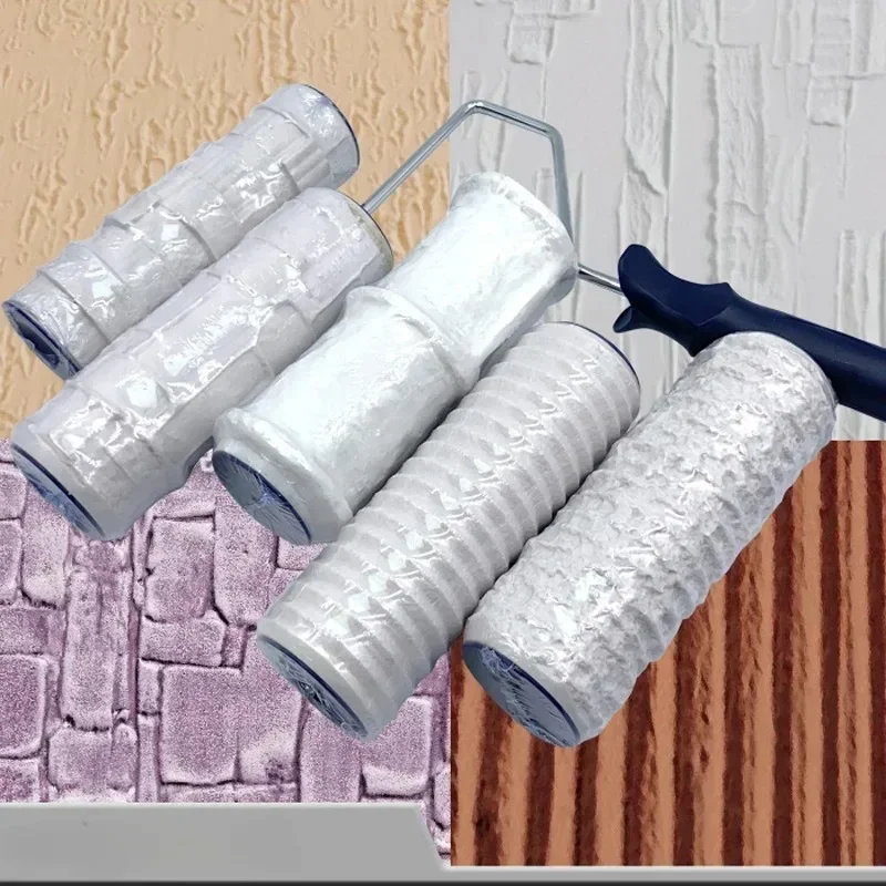 3D Textured Paint Roller for Wall Decoration Rubber Stamp Embossed Painting Tool Polyurethane Roller