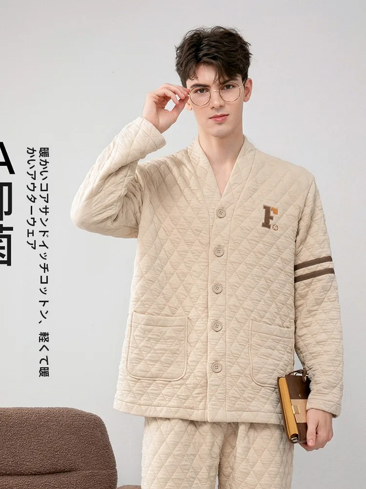 fenteng-–-pyjama-long-en-coton-pour-hommes-couche-d'air-chaude-vetements-de-maison-conception-de-boutons-en-v-adapte-pour-l'automne-et-l'hiver