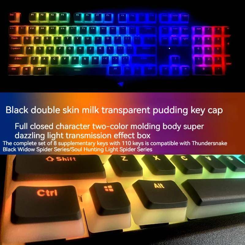 

Подходит для новой версии двух задних прозрачных колпачков для клавиш Pbt Razer Spider Soul
