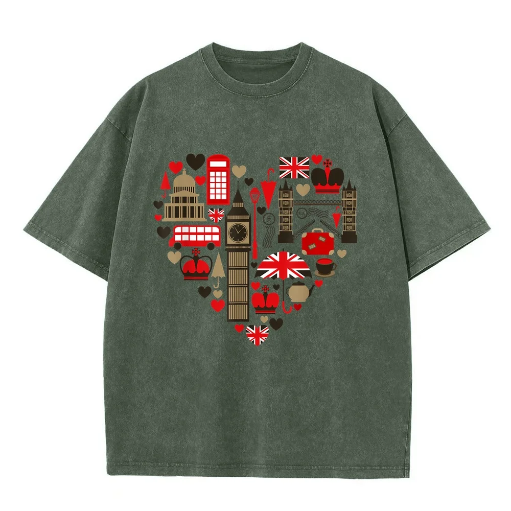 Vintage London Tshirt I Love Travel Wanderlust Union Jack 반팔 Vestiti Basic For Gift Casual Streetwear Cotton Tee T Shirt Summer