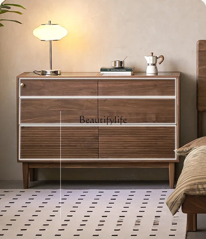 

FG40Solid Wood Chest of Six Drawers North America Black Walnut Bedroom Tailstock Wall Storage Cabinet