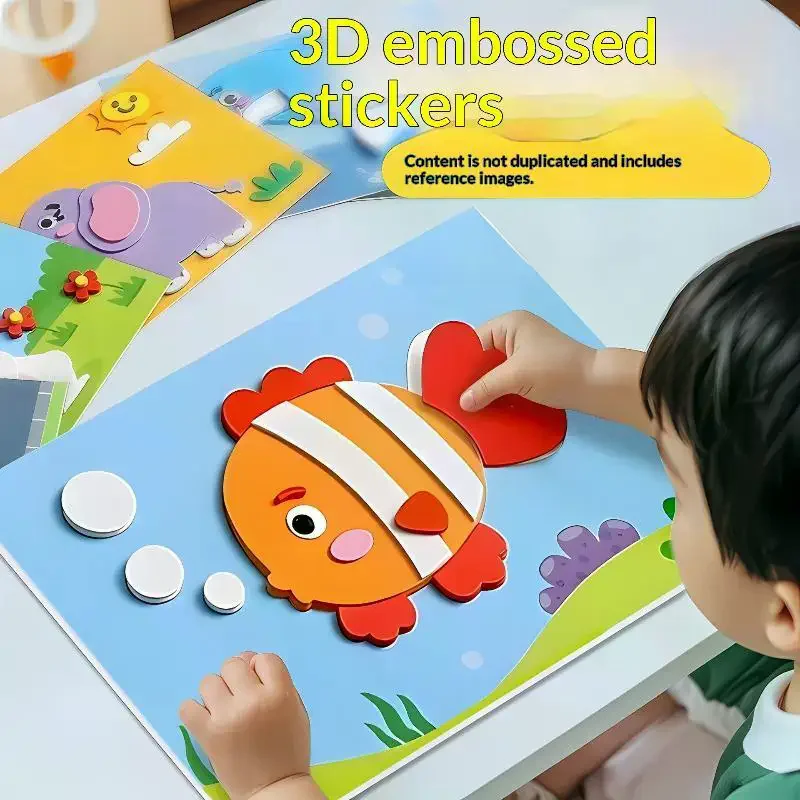 10Pcs 3D EVA Foam Sticker Puzzle Game DIY Cartoon Animal Craft Kids Drawing Learning Education Toys For Children Gifts