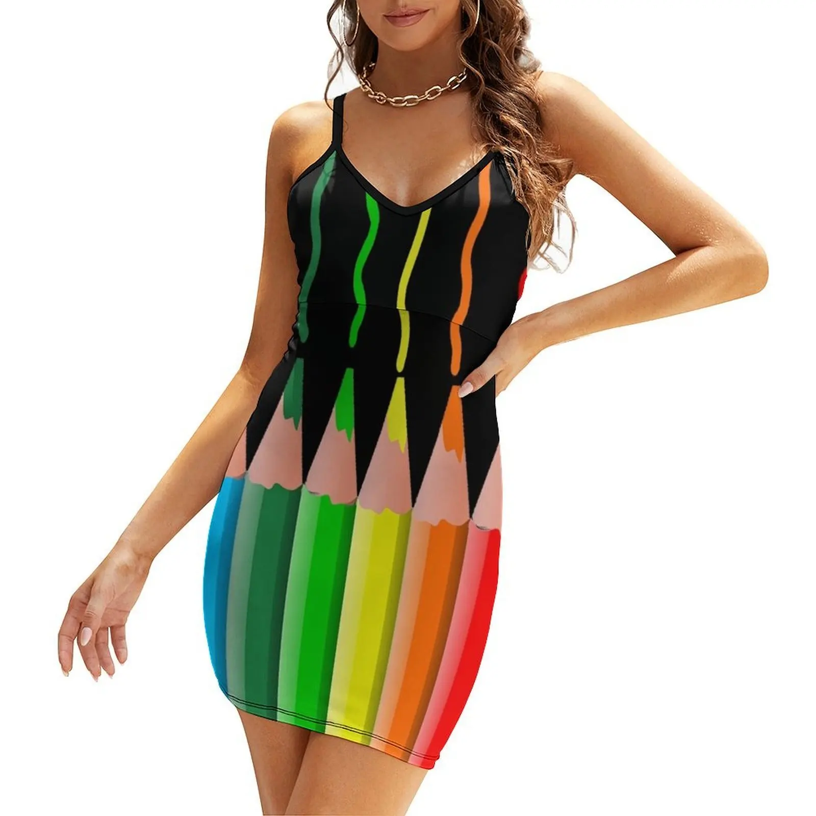 

Rainbow Colored Pencils Sling Dress dresses for women 2025 women's evening dresses luxury women's party dress evening prom